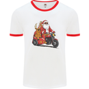 Motorbike & Sidecar Christmas Santa Xmas Biker Mens Ringer T-Shirt White/Red