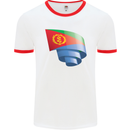 Curled Eritrean Flag Eritrea Flag Day Football Mens Ringer T-Shirt White/Red