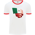 Curled Mexico Flag Mexican Day Football Mens Ringer T-Shirt White/Red
