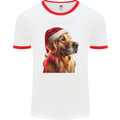 Christmas Golden Retriever Dog Xmas Mens Ringer T-Shirt White/Red