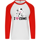 I Love Cows Mens L/S Baseball T-Shirt White/Red