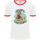 Hoppy Christmas Funny Kangaroo Xmas Mens Ringer T-Shirt White/Red