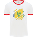 Torn Saint Vincent and Grenadines Flag Football Mens Ringer T-Shirt White/Red