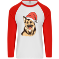 Christmas German Shepherd Dog Xmas Alsatian Mens L/S Baseball T-Shirt White/Red