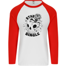 Stay Single Anti Valentines Singles Day Skull Mens L/S Baseball T-Shirt White/Red