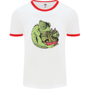 A Chameleon Eating Ramen Mens Ringer T-Shirt White/Red