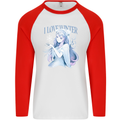 I Love Winter Anime Japanese Text Mens L/S Baseball T-Shirt White/Red