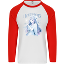I Love Winter Anime Japanese Text Mens L/S Baseball T-Shirt White/Red