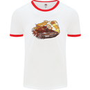 Polygonal Chameleon Mens Ringer T-Shirt White/Red