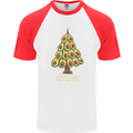 Avocado Christmas Tree Xmas Funny Food Mens S/S Baseball T-Shirt White/Red