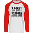 Funny Tyrannosaurus Rex Dinosaur T-Rex Mens L/S Baseball T-Shirt White/Red