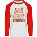 A Tired Cat Mens L/S Baseball T-Shirt White/Red