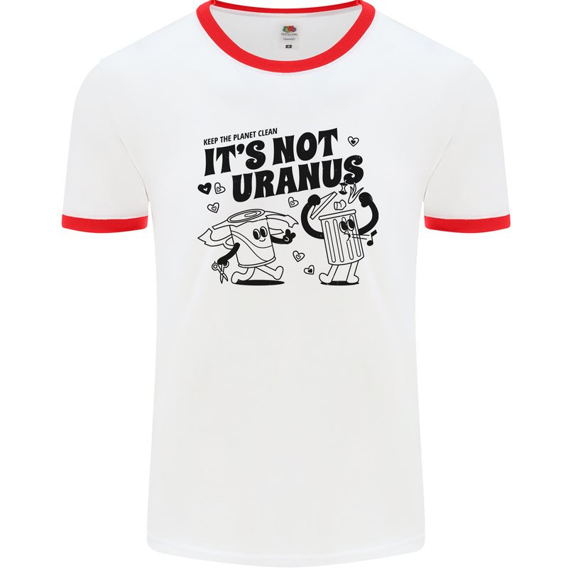Funny Climate Change Its Not Uranus Mens Ringer T-Shirt White/Red