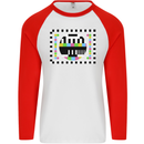 TV Test Pattern as Worn by Mens L/S Baseball T-Shirt White/Red