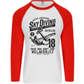 Skydiving Extreme Sports Skydiver Freefall Mens L/S Baseball T-Shirt White/Red