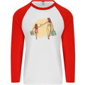 Mum and Daughter Shopping Mens L/S Baseball T-Shirt White/Red