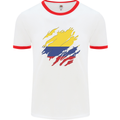 Torn Columbia Flag Columbian Day Football Mens Ringer T-Shirt White/Red