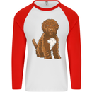 Cockapoo Dog Mens L/S Baseball T-Shirt White/Red