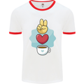 Peace Love Coffee Mens Ringer T-Shirt White/Red