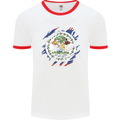 Torn Belize Flag Belizean Day Football Mens Ringer T-Shirt White/Red