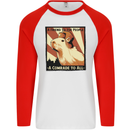 Capybara Comrade Mens L/S Baseball T-Shirt White/Red