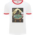 Dogs Playing Poker Mens Ringer T-Shirt White/Red