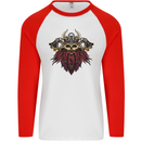 A Steampunk Viking Mens L/S Baseball T-Shirt White/Red