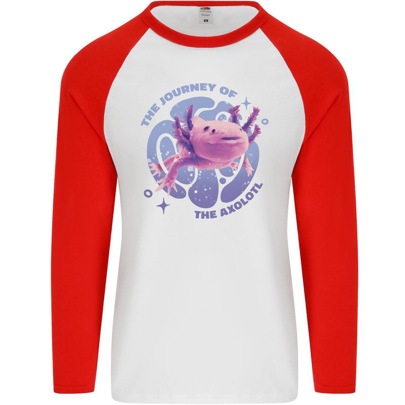 The Journey of the Axolotl Mens L/S Baseball T-Shirt White/Red