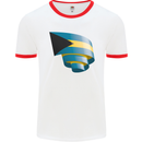 Curled Bahamas Flag Bahamians Day Football Mens Ringer T-Shirt White/Red