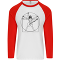 Guitar Frank Zappa Vitruvian Man Guitarist Mens L/S Baseball T-Shirt White/Red