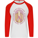 Breast Cancer Awareness Fights Alone Mens L/S Baseball T-Shirt White/Red
