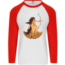 Sagittarius Woman Zodiac Star Sign Mens L/S Baseball T-Shirt White/Red