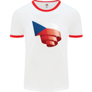 Curled Czechia Flag Czech Republic Day Football Mens Ringer T-Shirt White/Red