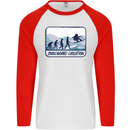 Snowboarding Evolution Funny Snowboarder Mens L/S Baseball T-Shirt White/Red