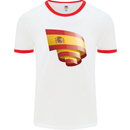 Curled Spain Flag Spanish Day Football Mens Ringer T-Shirt White/Red