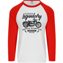 Legendary Motorcycles Biker Cafe Racer Mens L/S Baseball T-Shirt White/Red