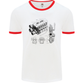 Car Engine Blueprints Petrolhead Mens Ringer T-Shirt White/Red