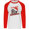 Darts Aim for Christmas Funny Xmas Mens L/S Baseball T-Shirt White/Red