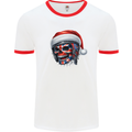 Union Jack Christmas Biker Skull British Flag Mens Ringer T-Shirt White/Red