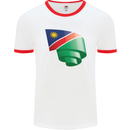 Curled Namibia Flag Namibian Day Football Mens Ringer T-Shirt White/Red