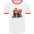 Chocolate Labrador Christmas Puppies Xmas Mens Ringer T-Shirt White/Red