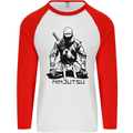 Ninjitsu A Ninja MMA Mixed Martial Arts Mens L/S Baseball T-Shirt White/Red