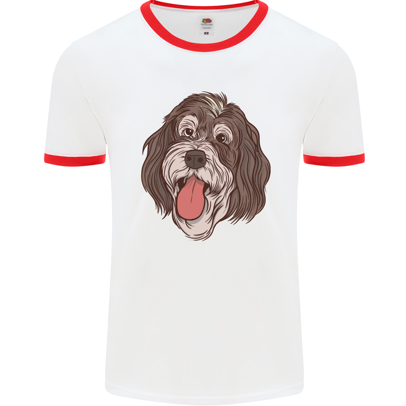 Bernedoodle Dog Mens Ringer T-Shirt White/Red