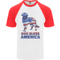 Dog Bless America USA Mens S/S Baseball T-Shirt White/Red