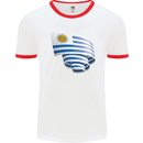 Curled Uruguay Flag Uruguayan Day Football Mens Ringer T-Shirt White/Red