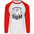 Funny Halloween Alcohol Rum Spirit Ghost Mens L/S Baseball T-Shirt White/Red