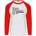 Lord of the Strings Guitarist Guitar Mens L/S Baseball T-Shirt White/Red