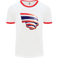 Curled Thailand Flag Thai Day Football Mens Ringer T-Shirt White/Red