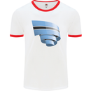 Curled Botswana Flag Batswana Day Football Mens Ringer T-Shirt White/Red