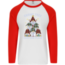 Christmas Gnome Tree Funny Xmas Plaid Tartan Mens L/S Baseball T-Shirt White/Red